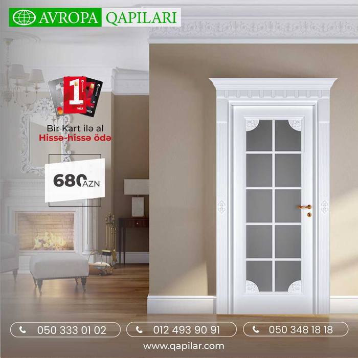 Avropa Qapıları — klassik şüşəli ağ qapı